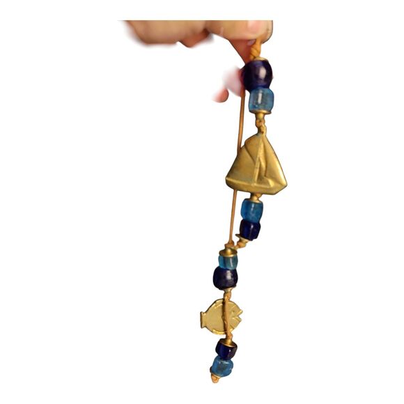 Coastal Beach Theme Wind Chime Recycle Glass Beads Beach Decor Windchimes - Picture 1 of 4